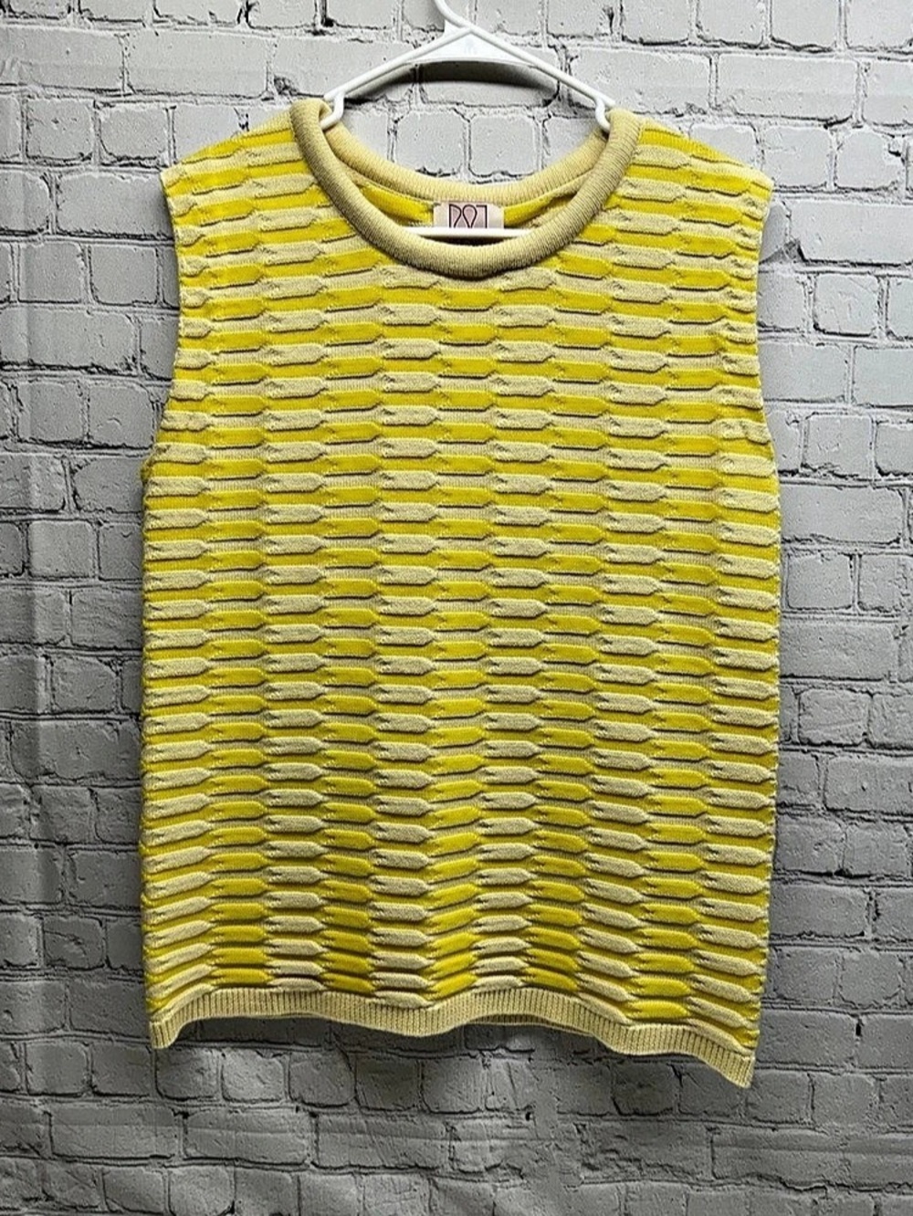 P8T Striped Cotton Blend Tank in Yellow & Cream Size Medium
